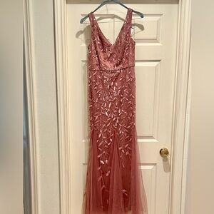 Ever Pretty Rose Mauve Sequin Tulle Prom Dress NWT